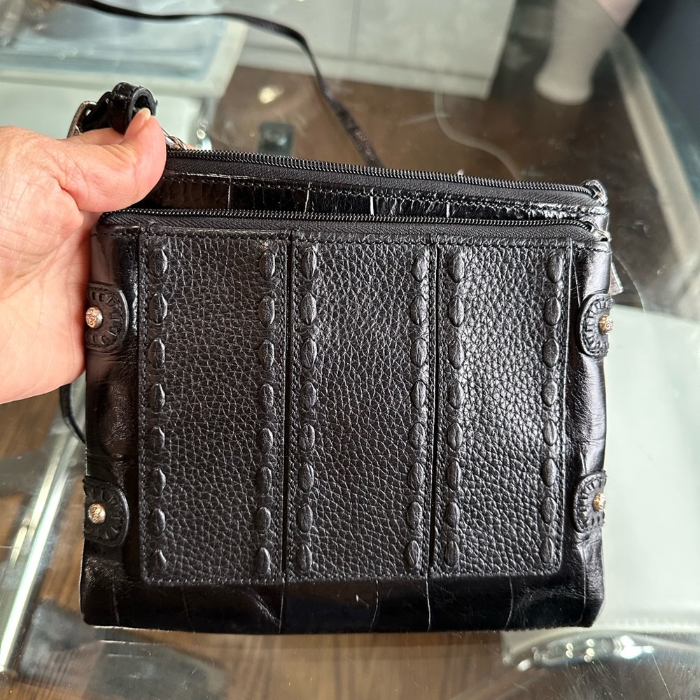 Brighton crossbody double zip leather bag